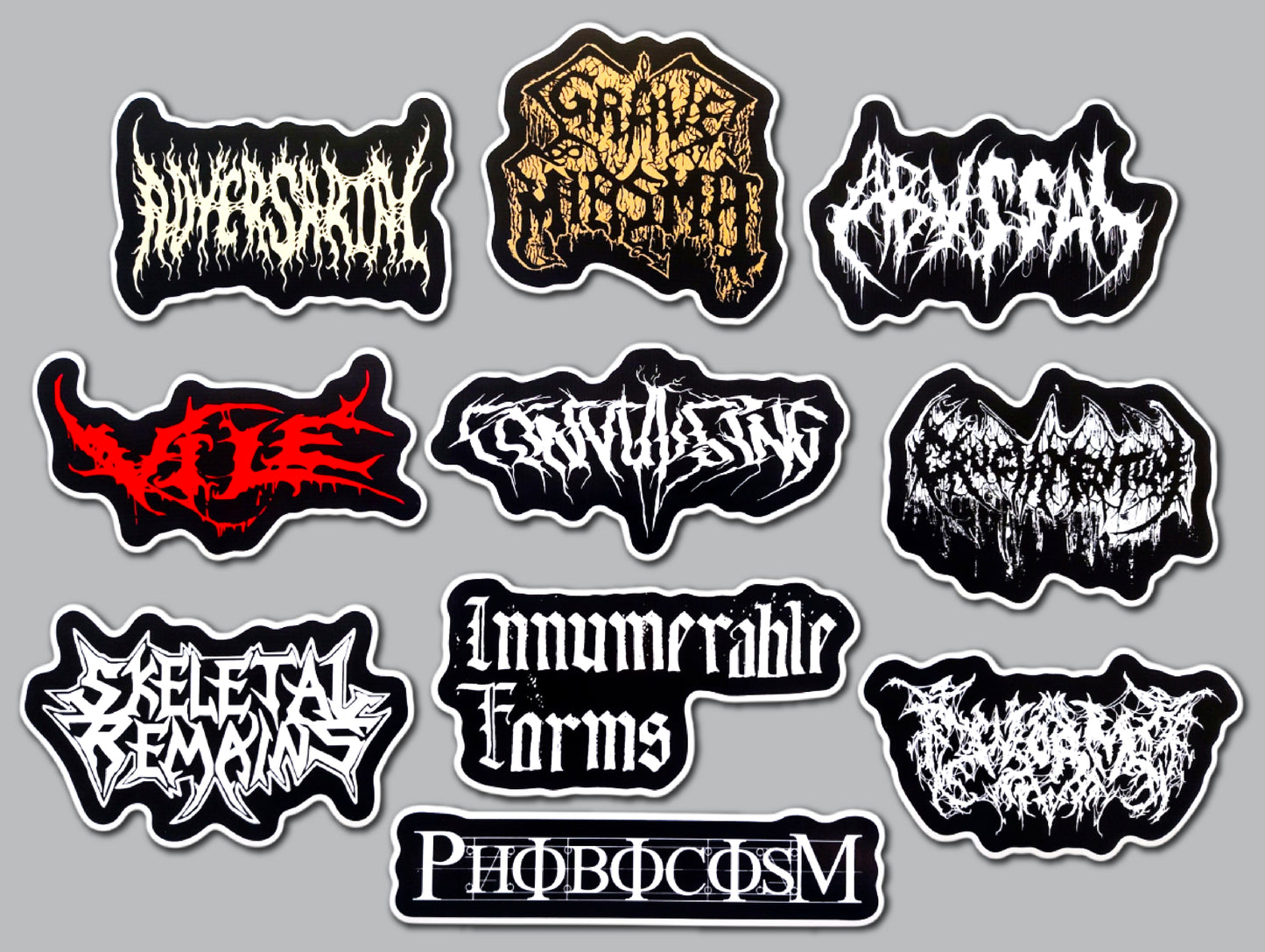 Death Metal Sticker Pack (10 Stickers) Set 19