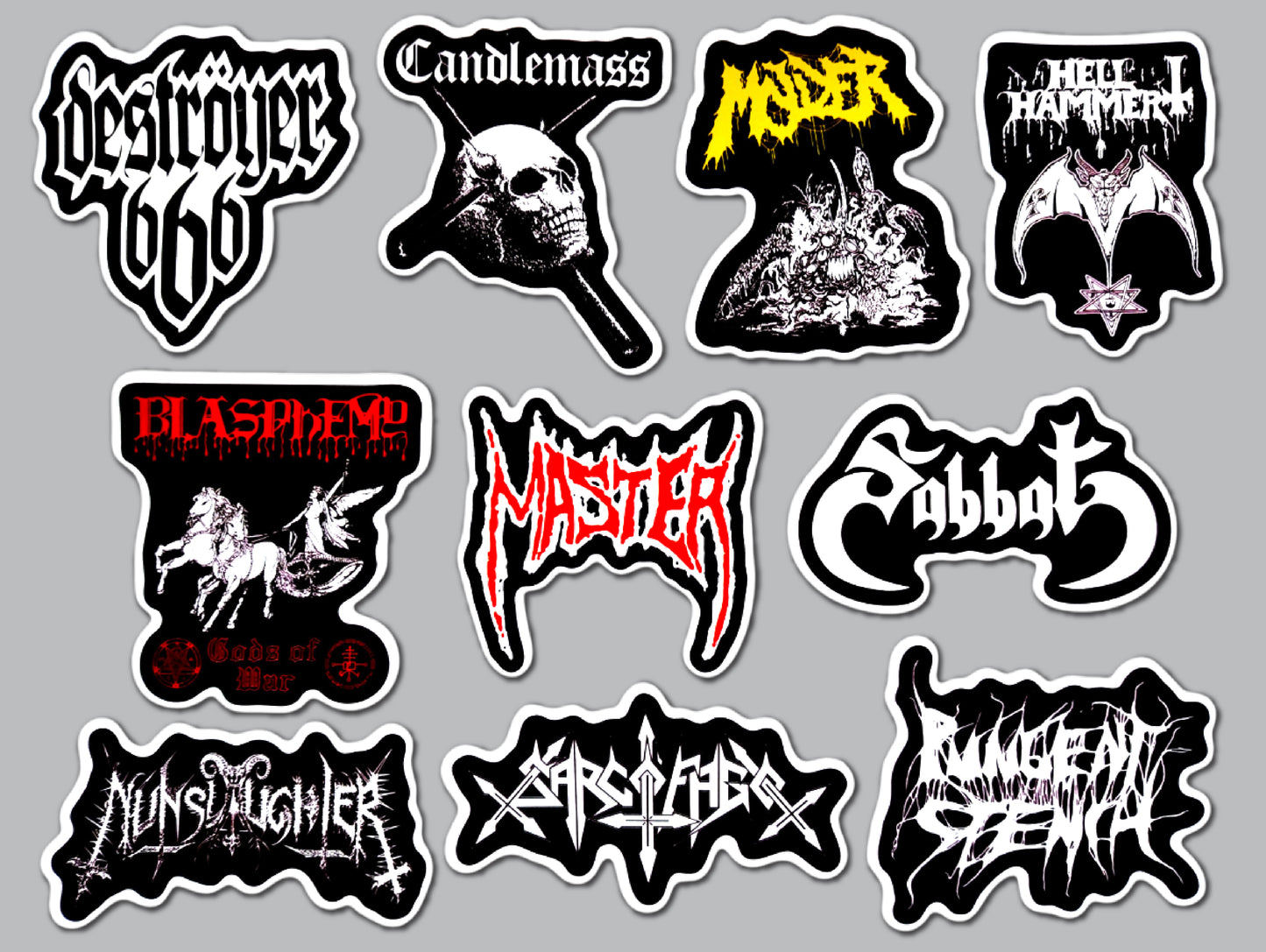 Death Metal Sticker Pack (10 Stickers) Set 4