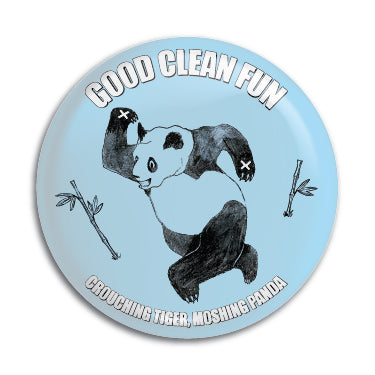 Good Clean Fun (Crouching Tiger Moshing Panda) 1" Button / Pin / Badge