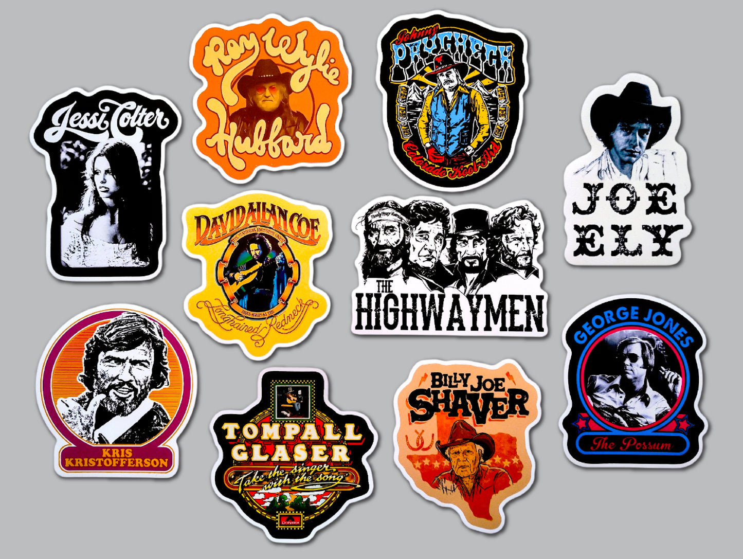 Outlaw Country / Classic Country Sticker Pack (10 Stickers) SET 2