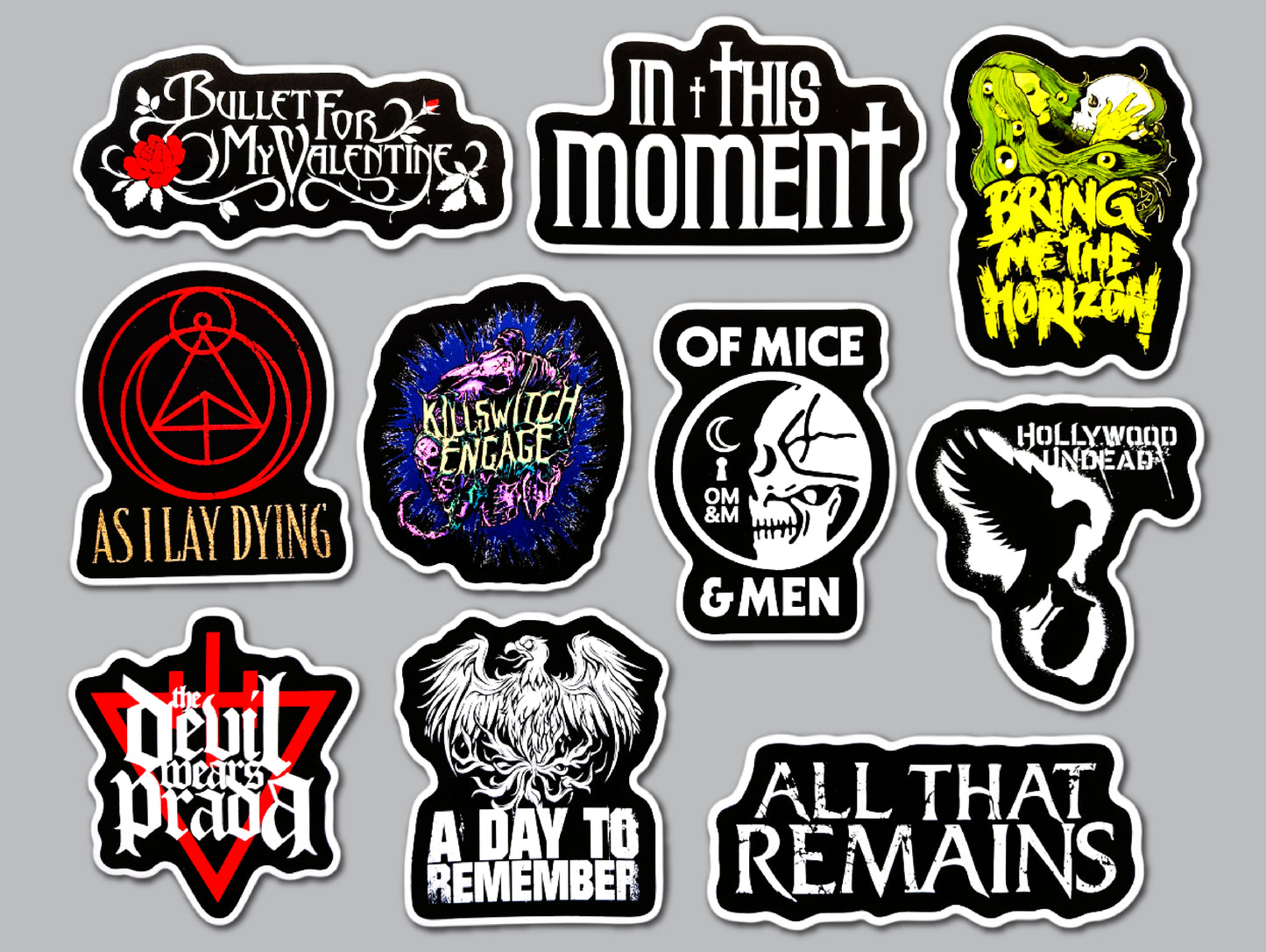 Metalcore / Deathcore / Death Metal Sticker Pack (10 Stickers) SET 1