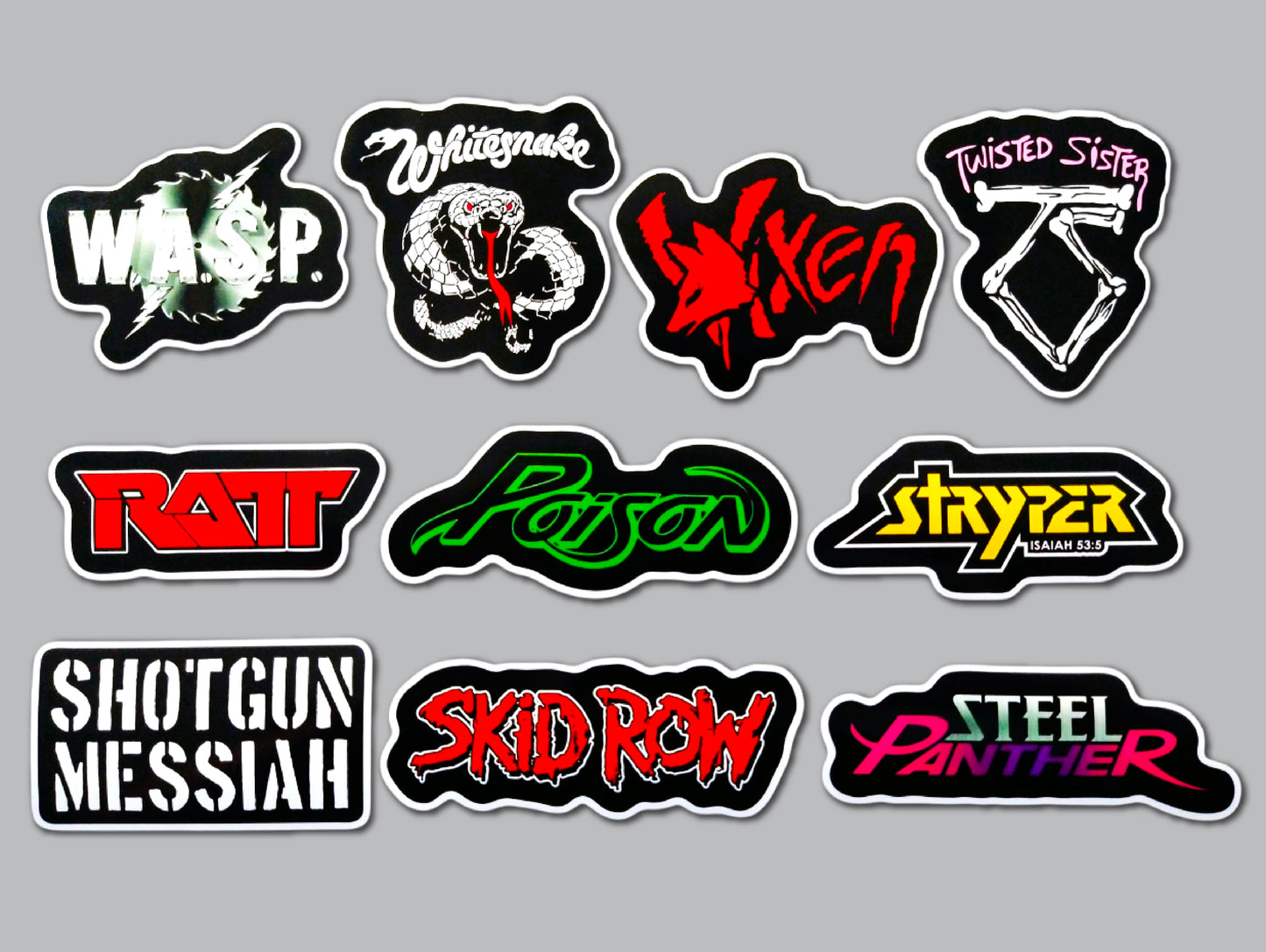 Glam Rock / Hair Metal Sticker Pack (10 Stickers) SET 1