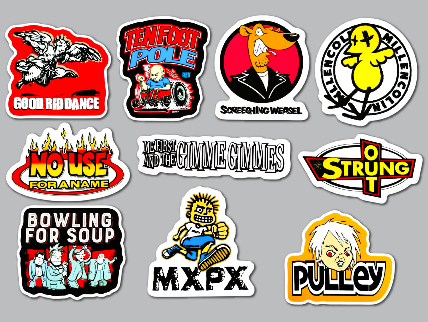 Melodic Punk / Skate Punk / Pop Punk Sticker Pack (10 Stickers) Set 1