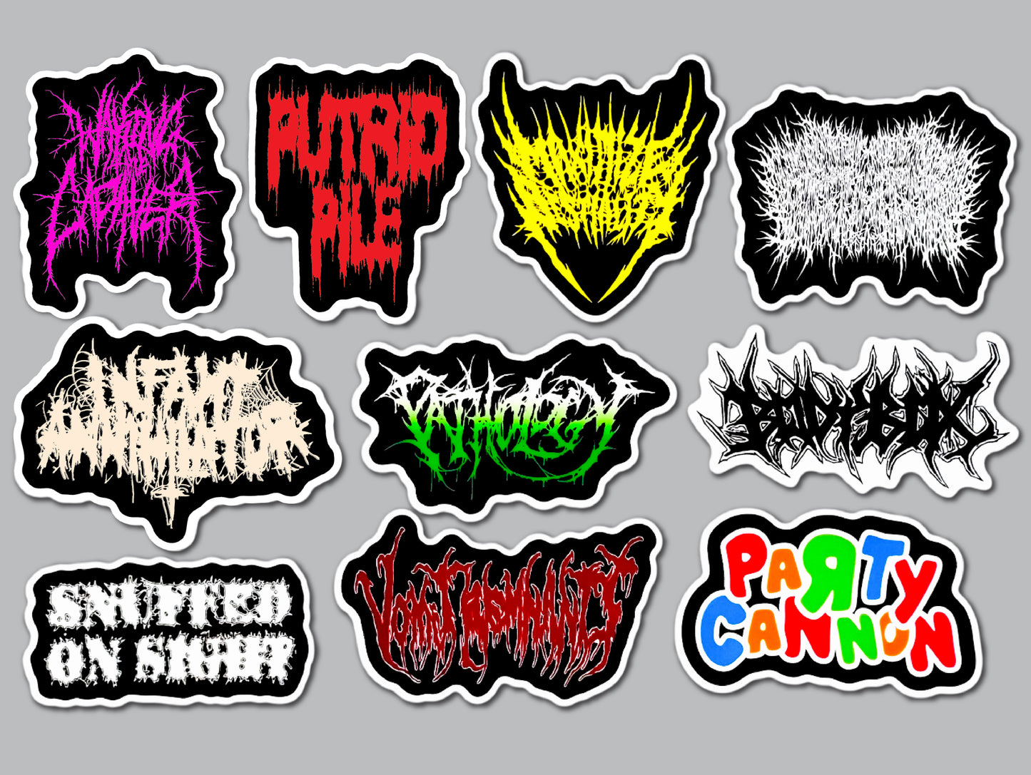 Slam Metal / Brutal Death Metal Sticker Pack (10 Stickers) SET 2