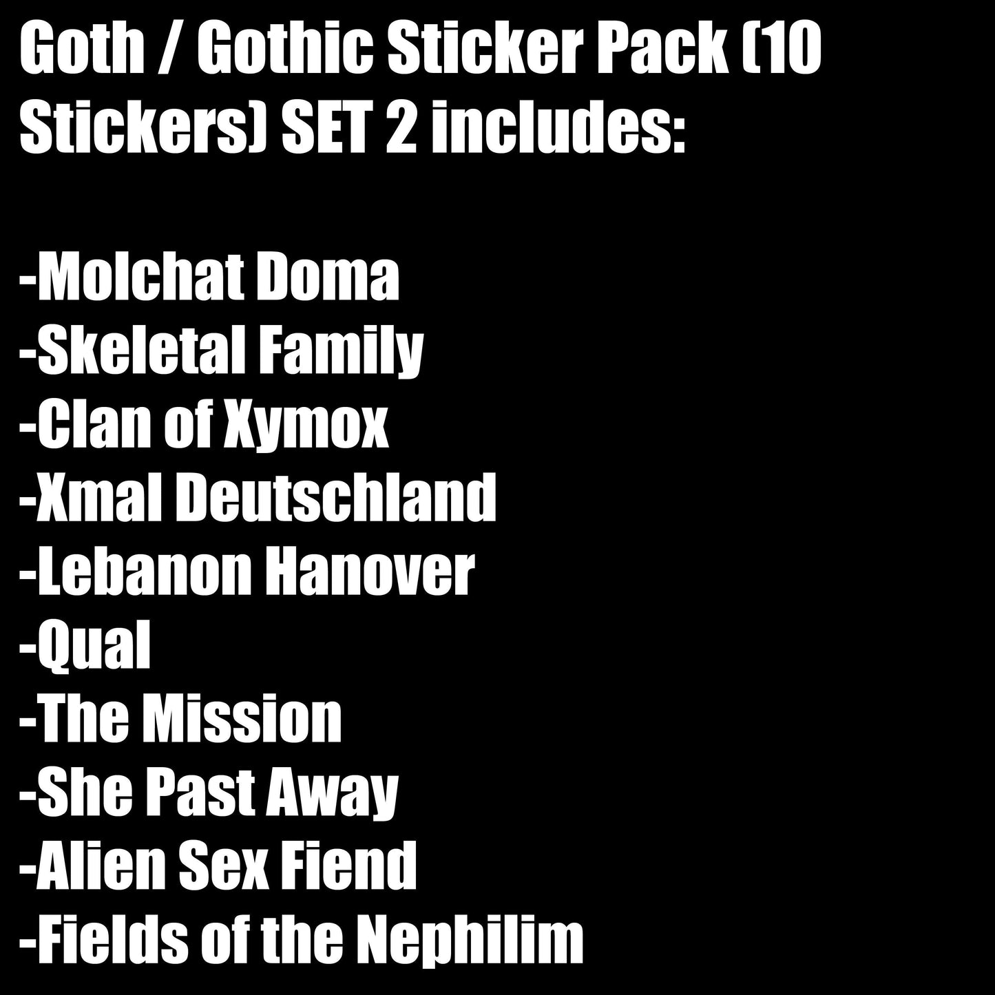 Goth / Gothic Sticker Pack (10 Stickers) SET 2
