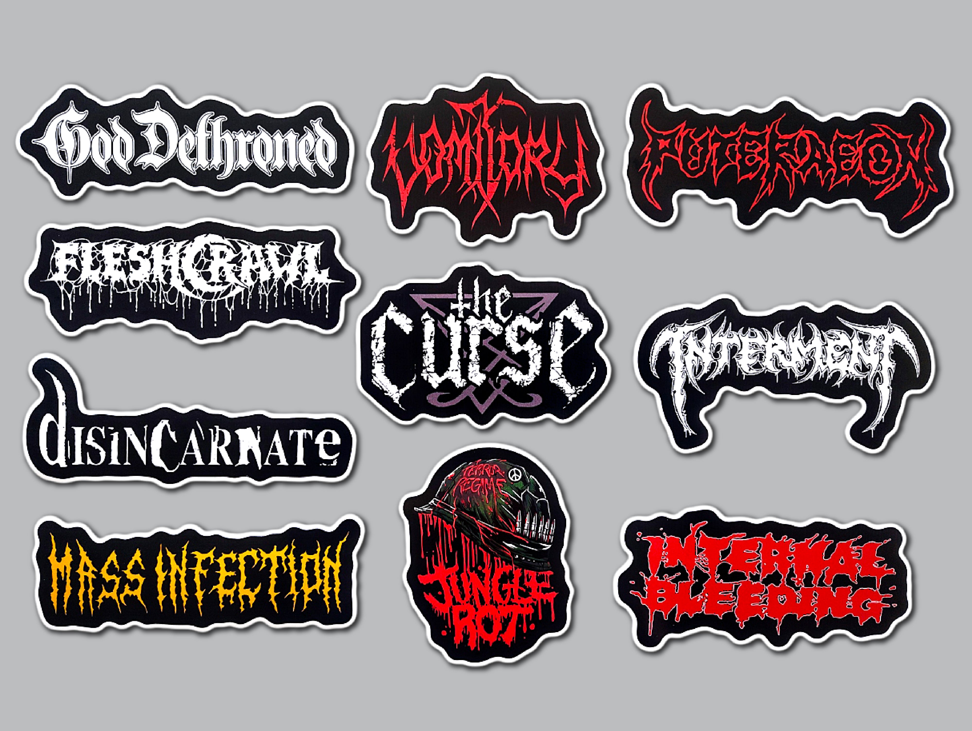 Death Metal Sticker Pack (10 Stickers) Set 14 β Omni-Cult