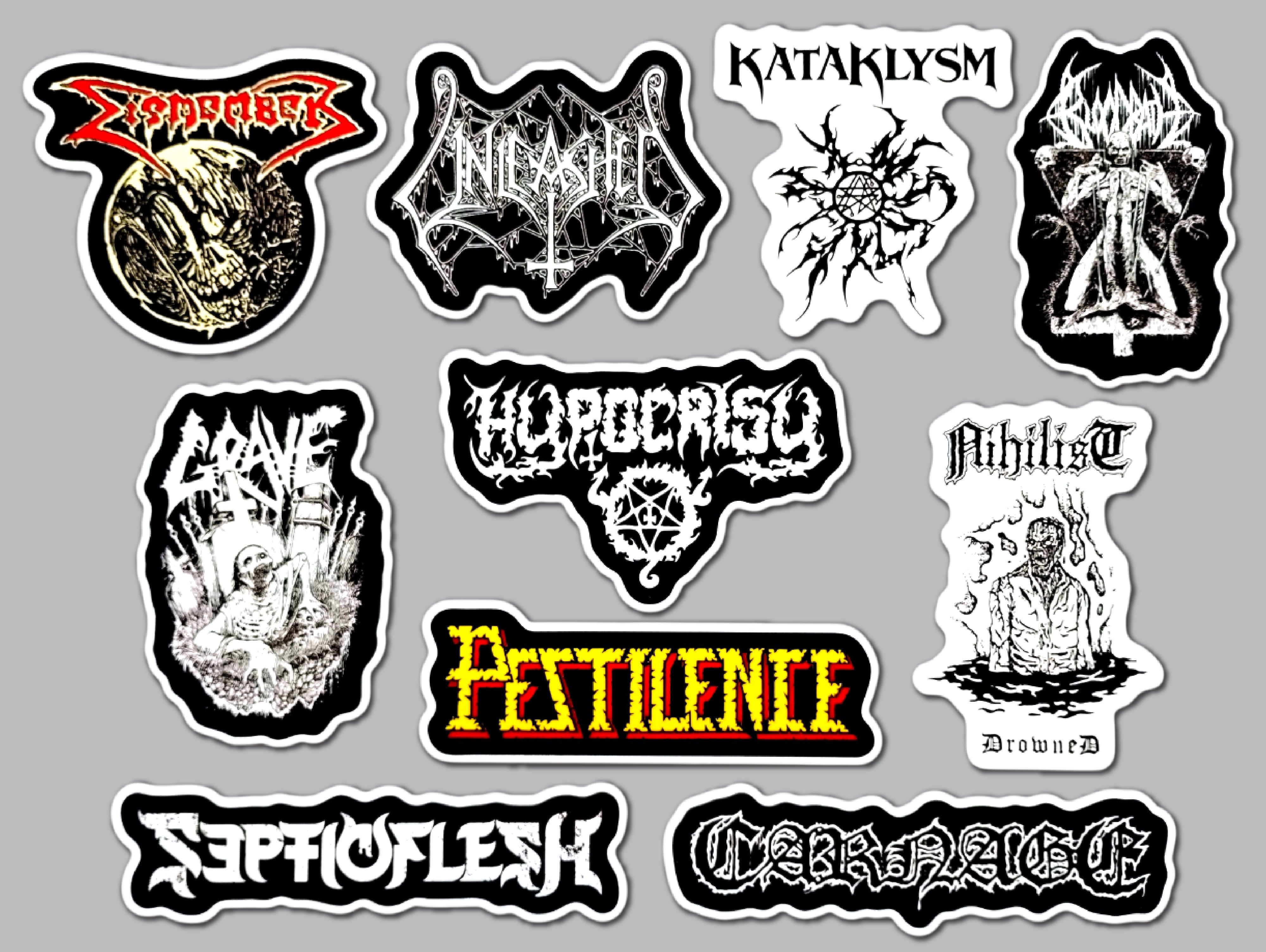 Death Band Sticker Death Metal Sticker Pack (10 Stickers) Set 7 – Omni-Cult