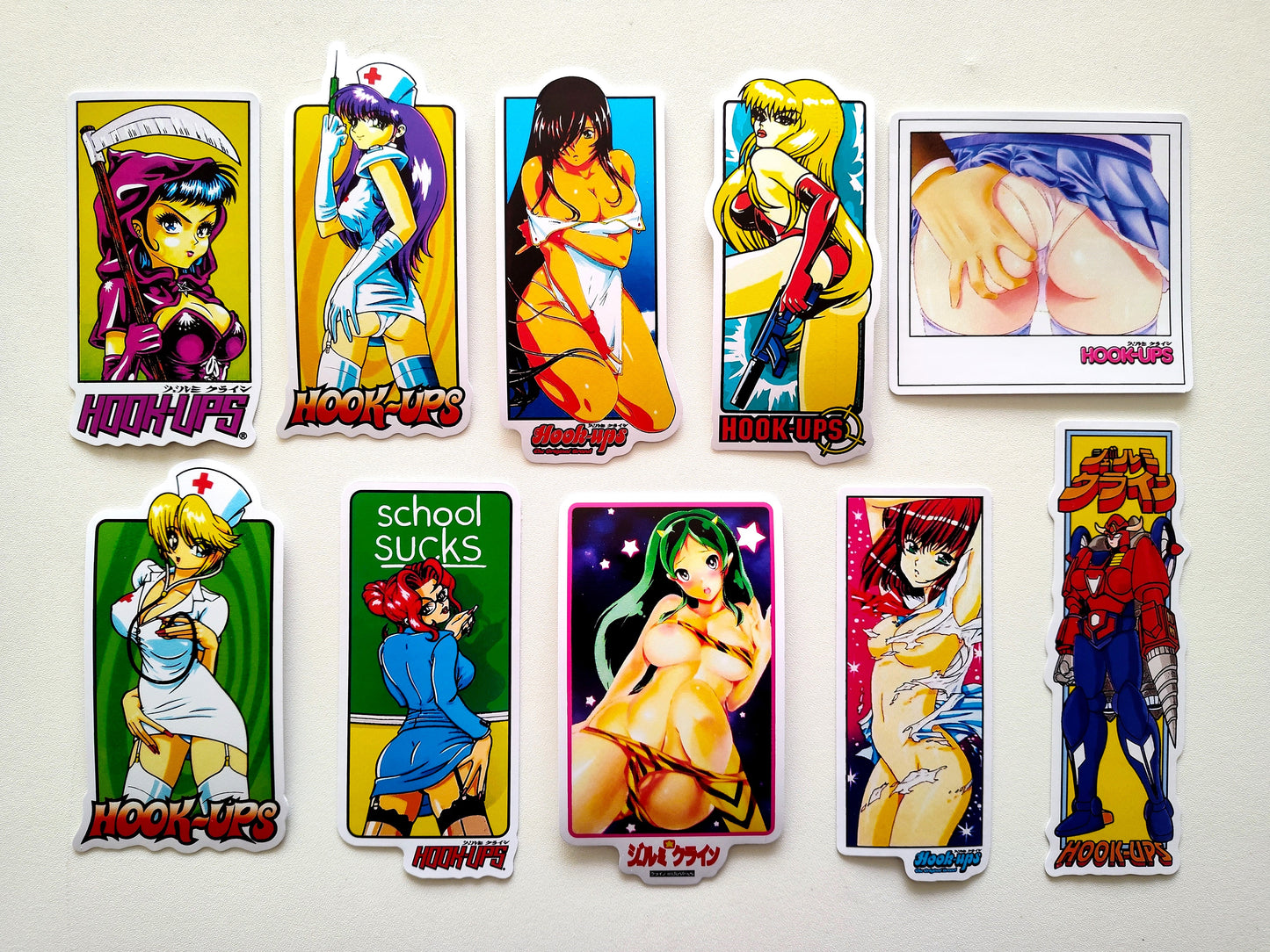 Hook-Ups Skateboards Anime Sticker Pack (10 Stickers) SET 10