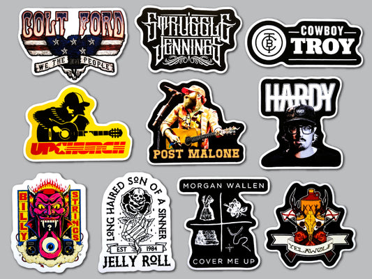 Modern Country Music Sticker Pack (10 Stickers) Set 3