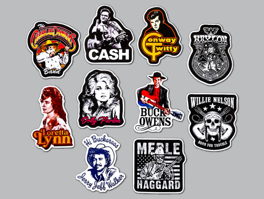 Outlaw Country / Classic Country Sticker Pack (10 Stickers) SET 1