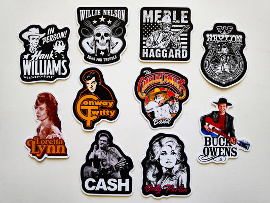 Outlaw Country / Classic Country Sticker Pack (10 Stickers) SET 1