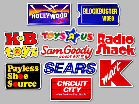 Retro Defunct Store Brands Sticker Pack (10 Stickers)