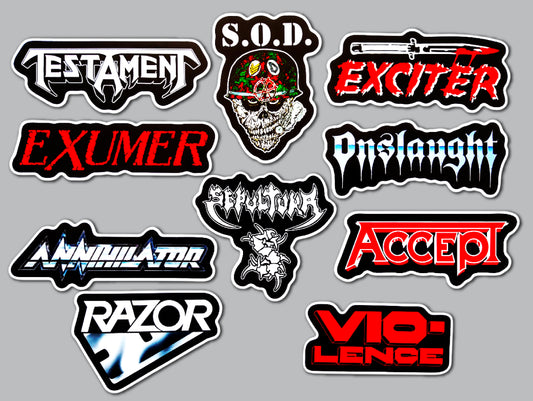 Thrash Metal Sticker Pack (10 Stickers) Set 2
