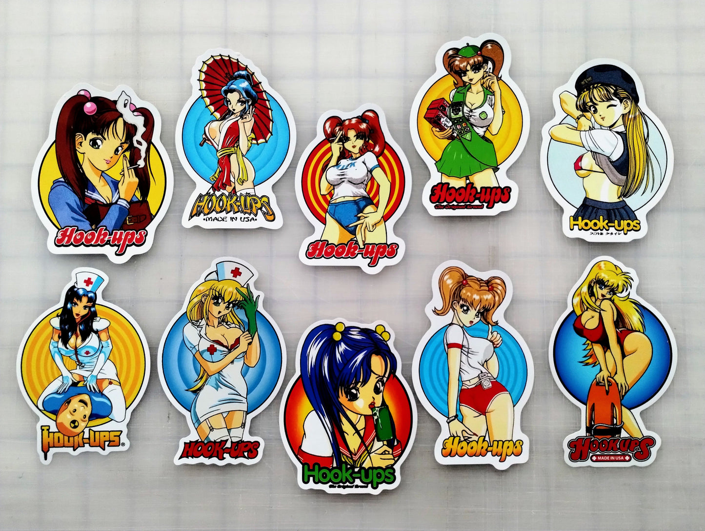 Hook-Ups Skateboards HUGE Anime Sticker Pack (60 Stickers) SET1