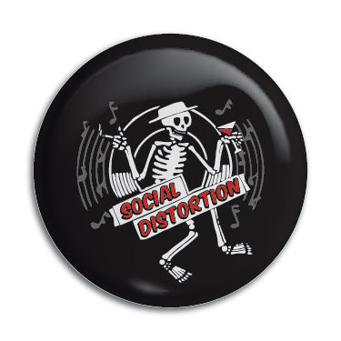 Social Distortion (Skeleton with Music Notes) 1" Button / Pin / Badge Omni-Cult