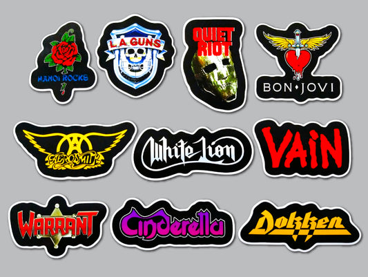 Glam Rock / Hair Metal Sticker Pack (10 Stickers) SET 2