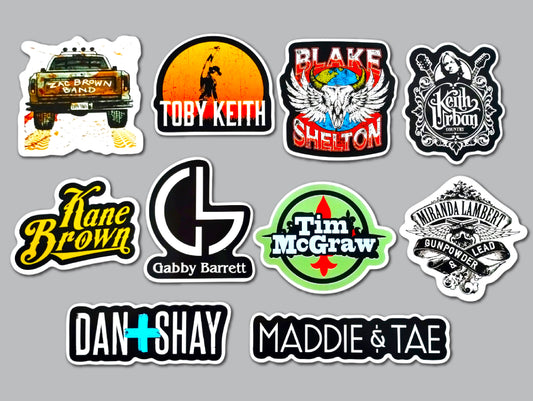 Modern Country Music Sticker Pack (10 Stickers) Set 2