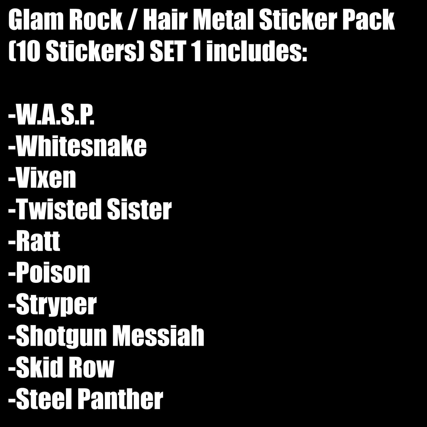 Glam Rock / Hair Metal Sticker Pack (10 Stickers) SET 1