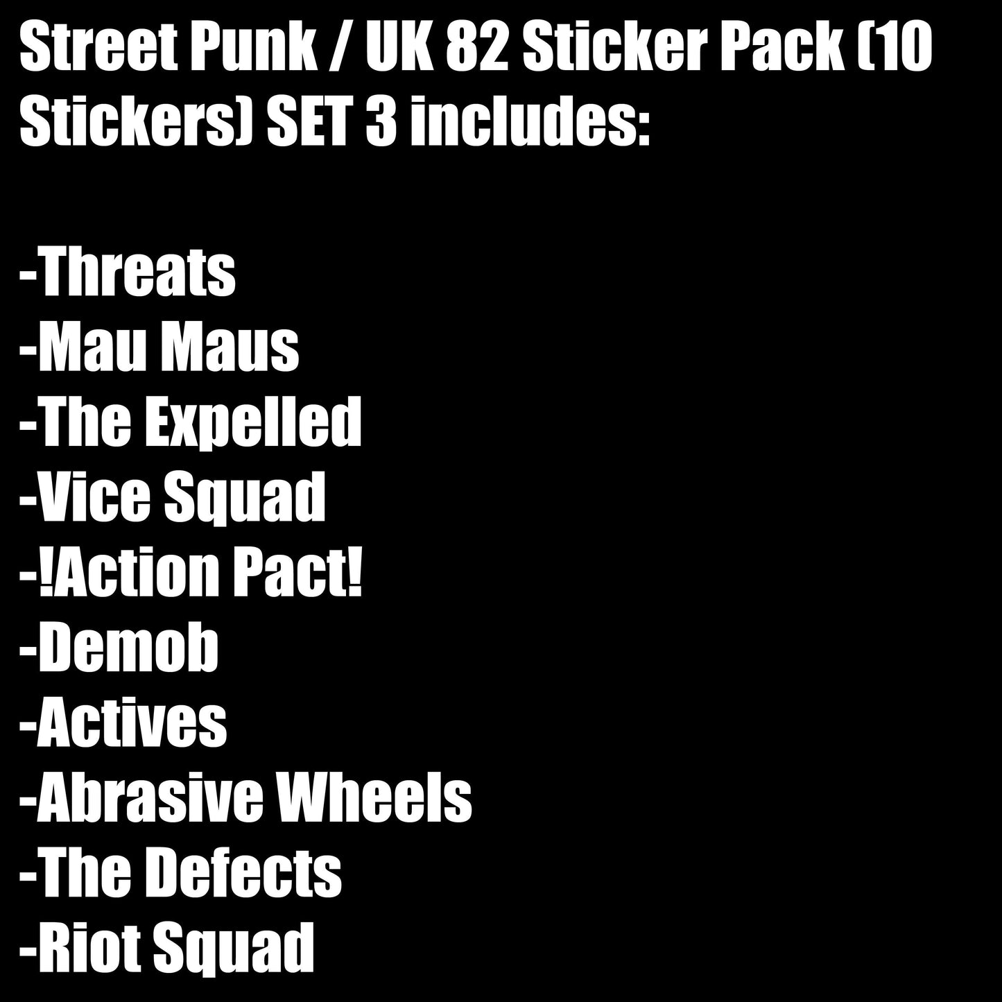 Street Punk / UK 82 Sticker Pack (10 Stickers) SET 3