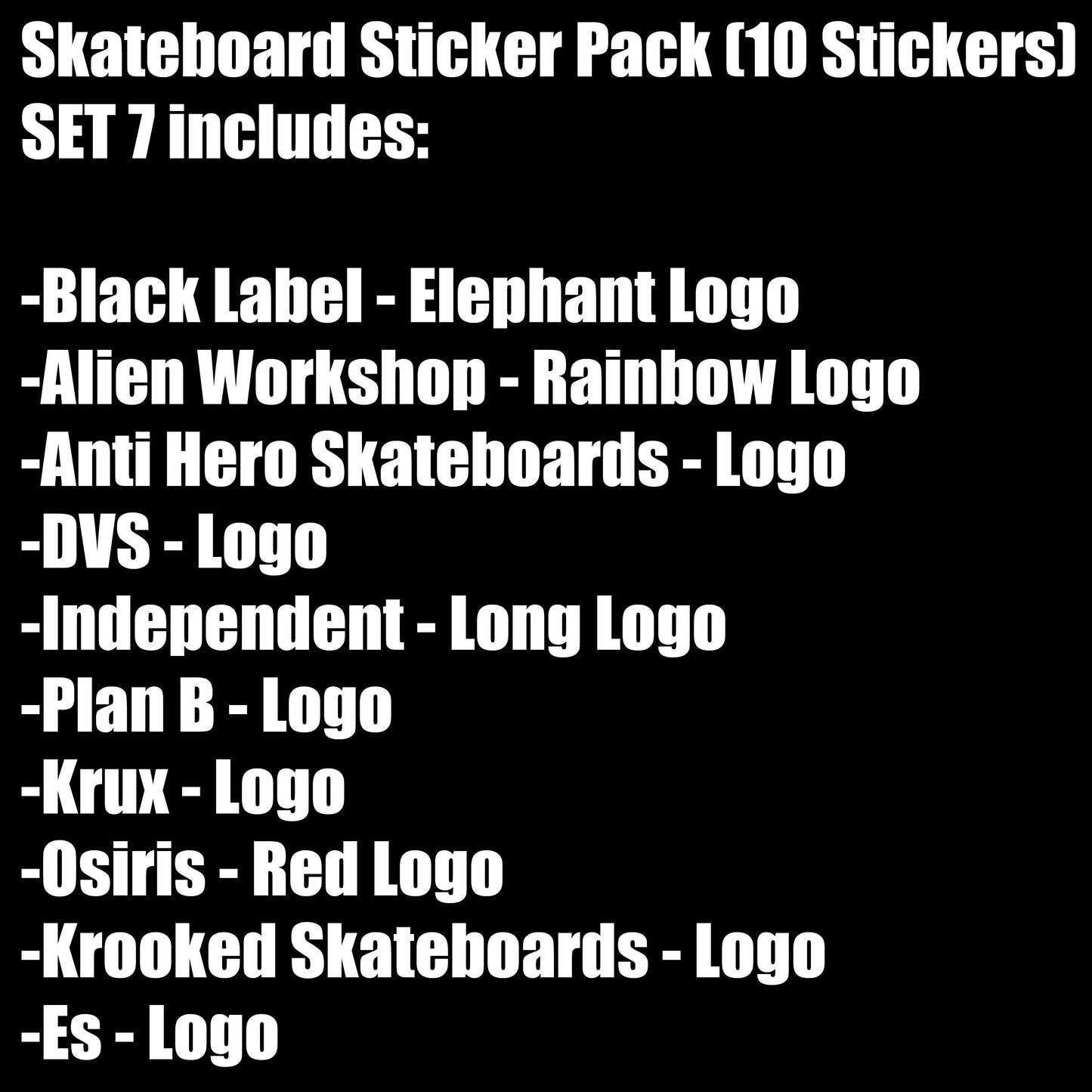 Skateboard Sticker Pack (10 Stickers) SET 7